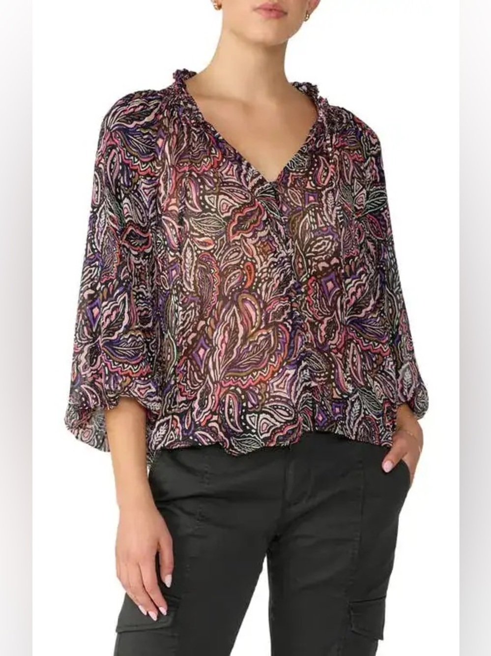 Sanctuary | Boho Paisley Peasant Top | Small